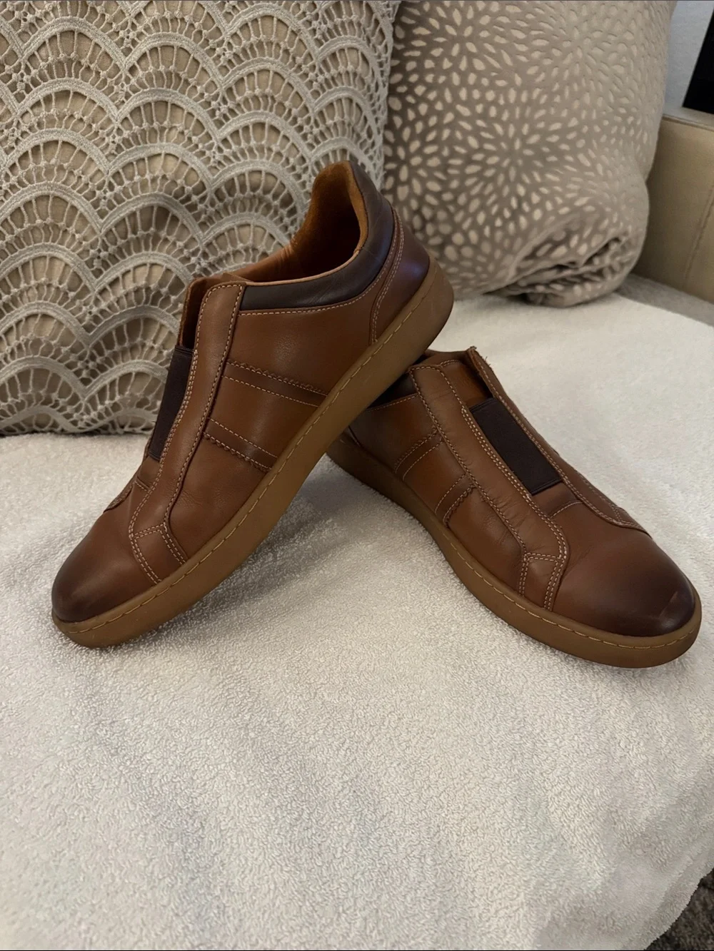 Allen Edmonds Brown Leather Slip-On Sneakers